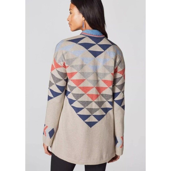 J.Jill Intarsia Aztec southwestern boho open front cardigan. - Picture 3 of 11